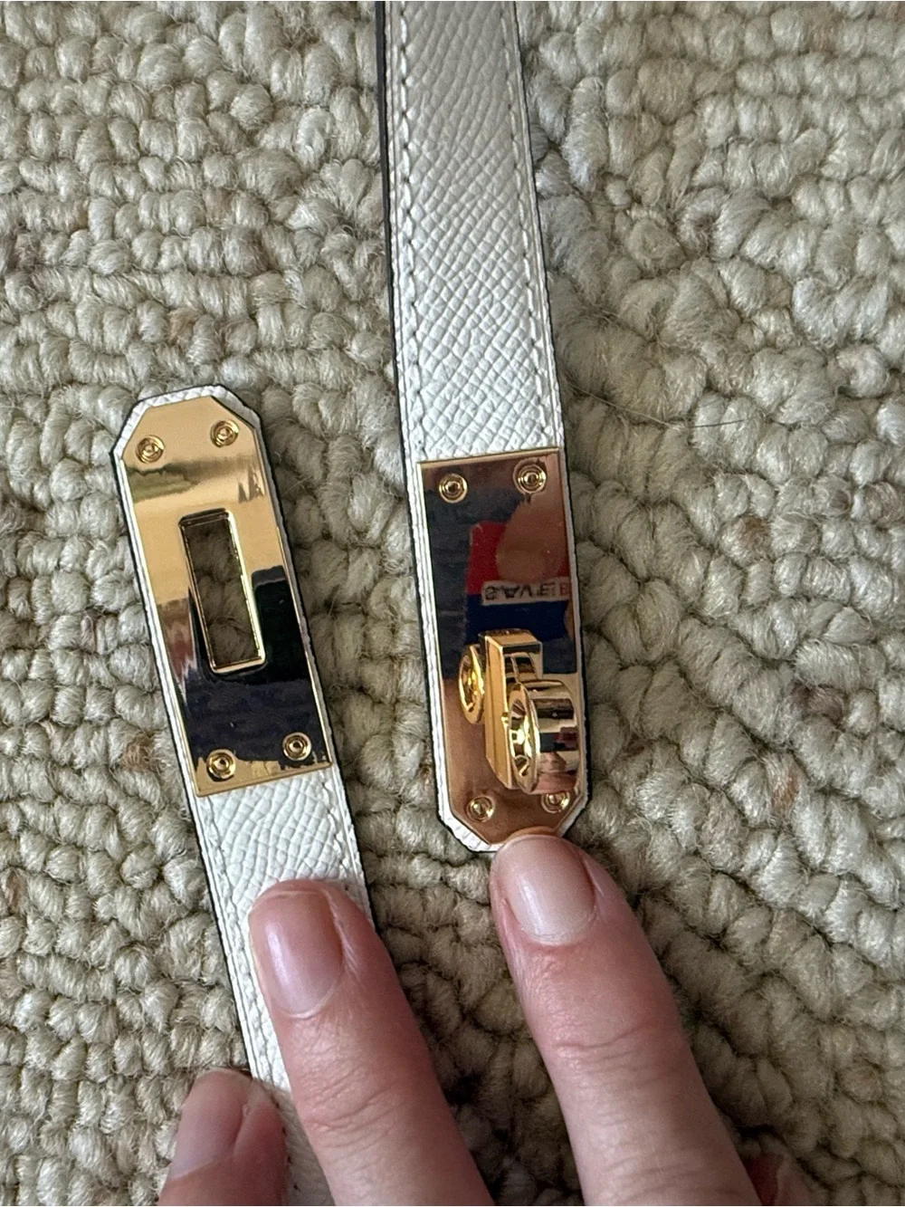 Women's White Leather Belt with Gold Buckle